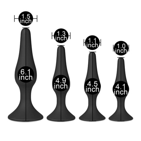 Set of Four Silicone Butt Plugs Black - Adult Planet - Online Sex Toys Shop UK