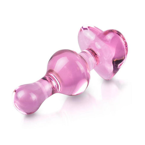 Icicles No.75 Pink Heart Glass Butt Plug - Adult Planet - Online Sex Toys Shop UK