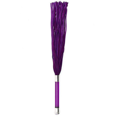 Purple Suede Flogger With Glass Handle And Crystal - Adult Planet - Online Sex Toys Shop UK
