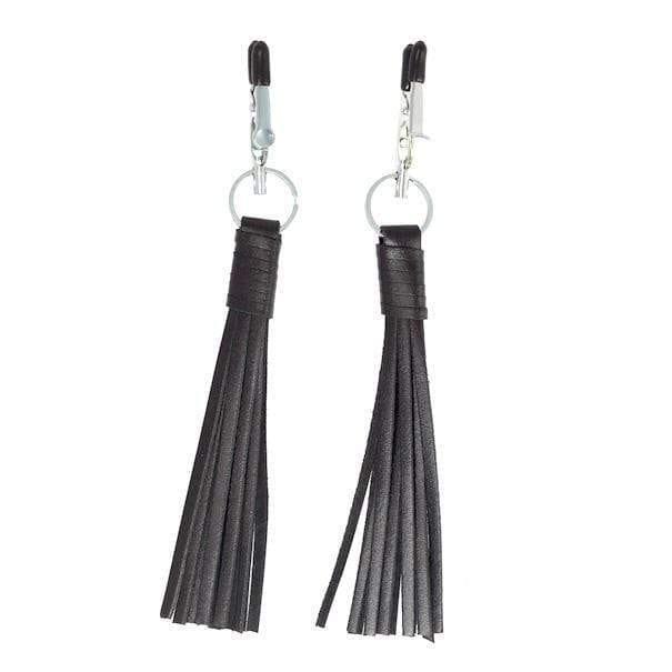 Nipple Clamps With Black Leather Tassels - Adult Planet - Online Sex Toys Shop UK