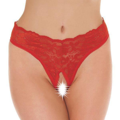 Red Lace Open Crotch GString - Adult Planet - Online Sex Toys Shop UK