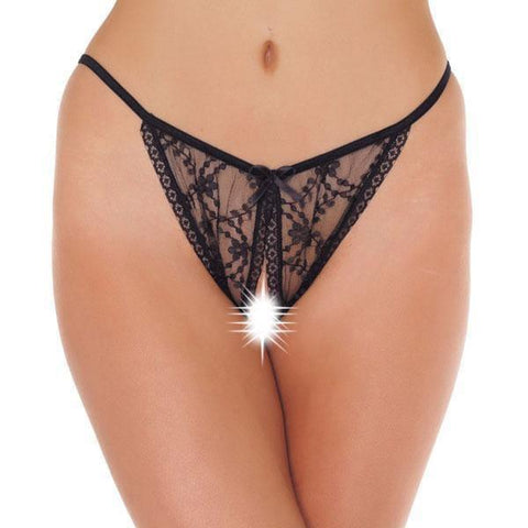 Lace Black Crotchless Tanga - Adult Planet - Online Sex Toys Shop UK
