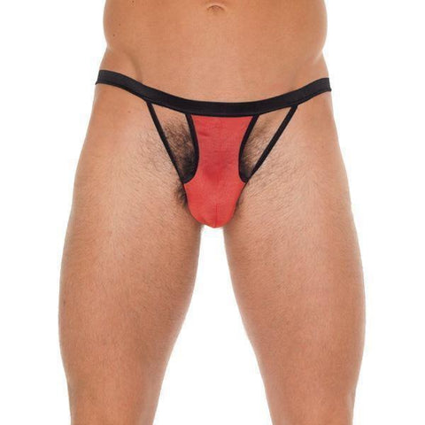 Mens Black GString With Red Pouch - Adult Planet - Online Sex Toys Shop UK