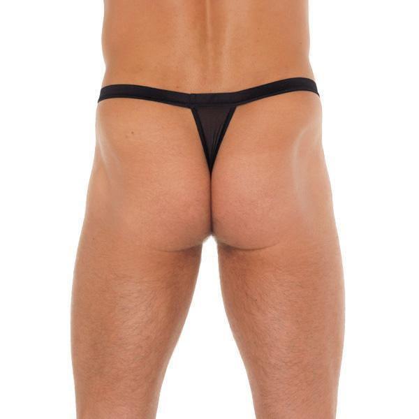 Mens Black GString With Black Straps To Animal Print Pouch - Adult Planet - Online Sex Toys Shop UK