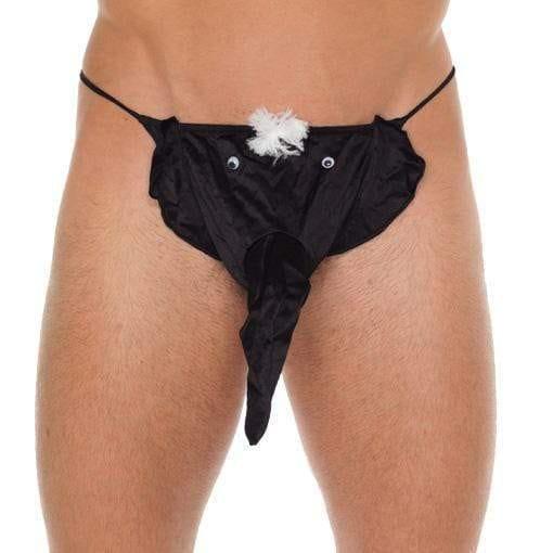 Mens Black GString With Elephant Animal Pouch - Adult Planet - Online Sex Toys Shop UK