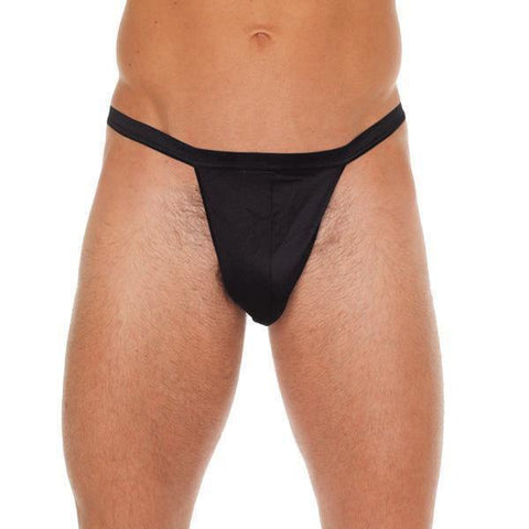 Mens Black Straight GString With Black Pouch - Adult Planet - Online Sex Toys Shop UK
