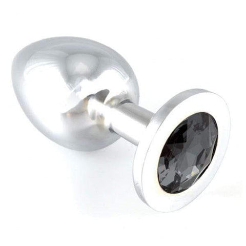Heavy Metal Butt Plug With Black Crystal - Adult Planet - Online Sex Toys Shop UK