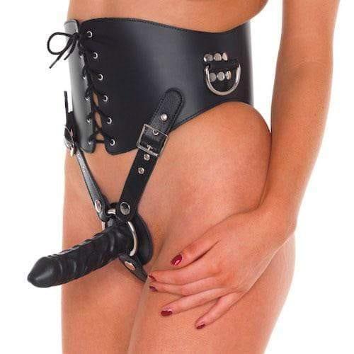 Leather Waist Corset With Strap On Dildo - Adult Planet - Online Sex Toys Shop UK