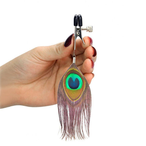 Nipple Clamps With Peacock Feather Trim - Adult Planet - Online Sex Toys Shop UK