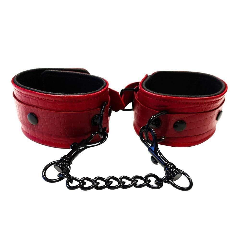 Rouge Garments Leather Croc Print Wrist Cuffs - Adult Planet - Online Sex Toys Shop UK