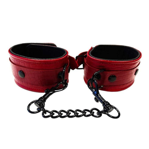 Rouge Garments Leather Croc Print Ankle Cuffs - Adult Planet - Online Sex Toys Shop UK