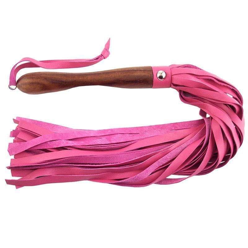 Rouge Garments Wooden Handled Pink Leather Flogger - Adult Planet - Online Sex Toys Shop UK