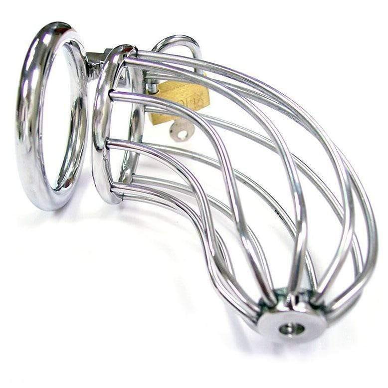Rouge Stainless Steel Chasity Cock Cage With Padlock - Adult Planet - Online Sex Toys Shop UK