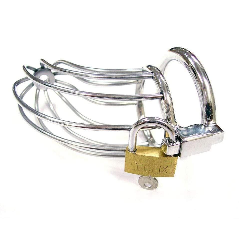 Rouge Stainless Steel Chasity Cock Cage With Padlock - Adult Planet - Online Sex Toys Shop UK