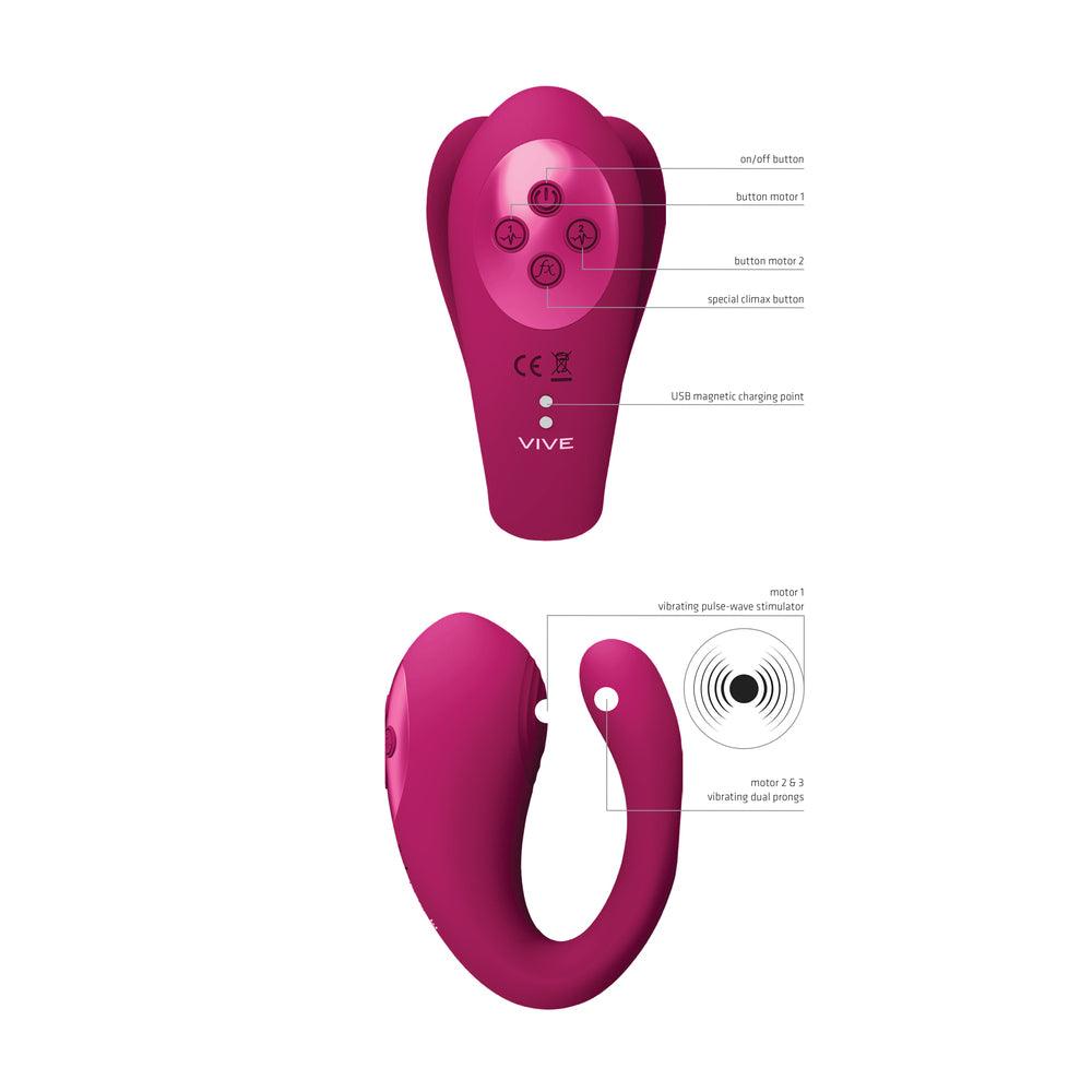 Vive Yoko Triple Action Vibe with Clit Pulse Waves - Adult Planet - Online Sex Toys Shop UK